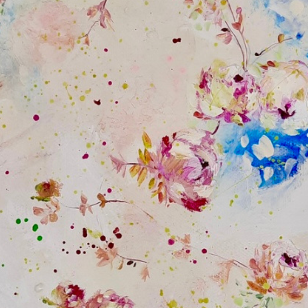 12” x 12” Carnival Roses and Blue Skies ~ Original Acrylic on Canvas