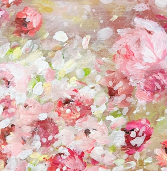 Set of 4 wood hand painted floral original coasters