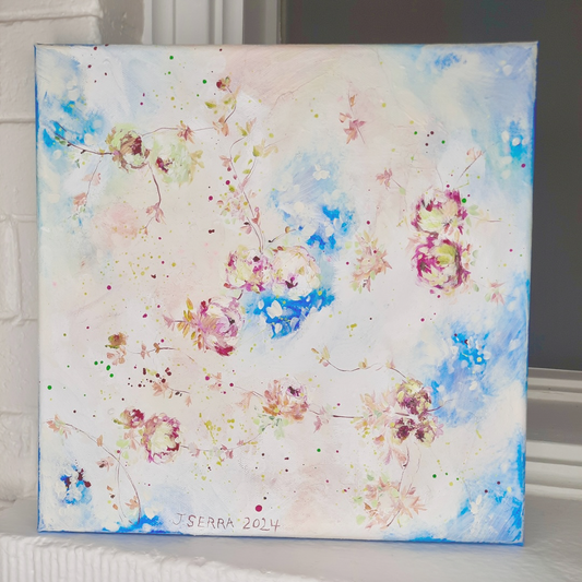 12” x 12” Carnival Roses and Blue Skies ~ Original Acrylic on Canvas