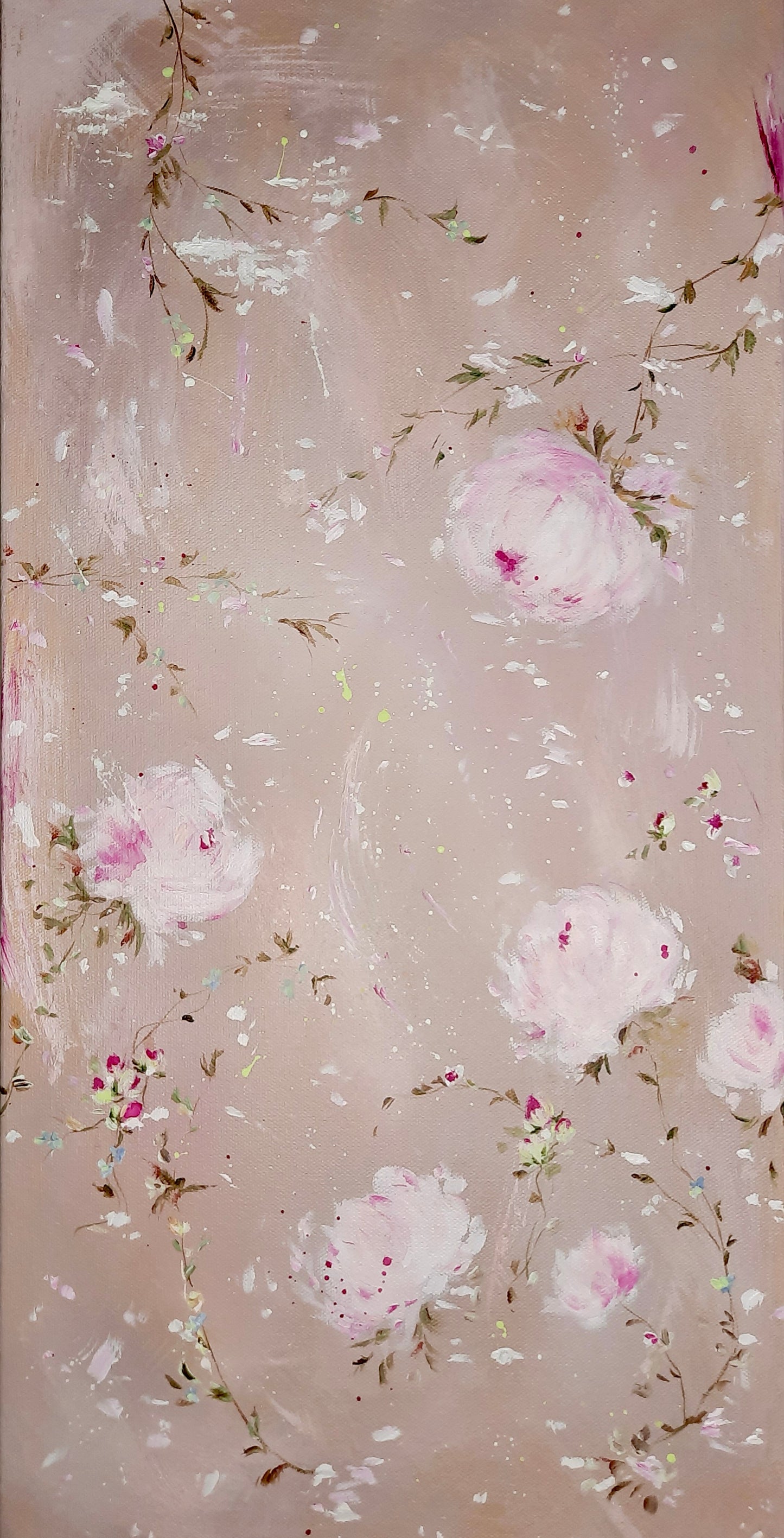 12” x 24” Acrylic on Canvas Floral Rose Painting