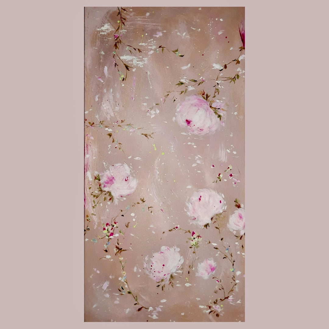 12” x 24” Acrylic on Canvas Floral Rose Painting