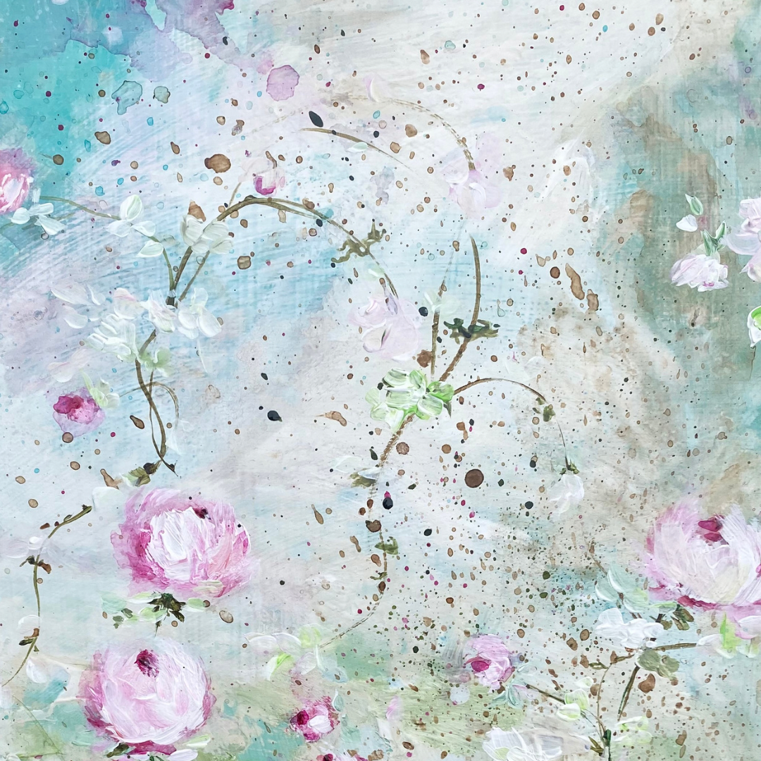 9”x 12” Acrylic on Wooden Board Rose Flower Painting