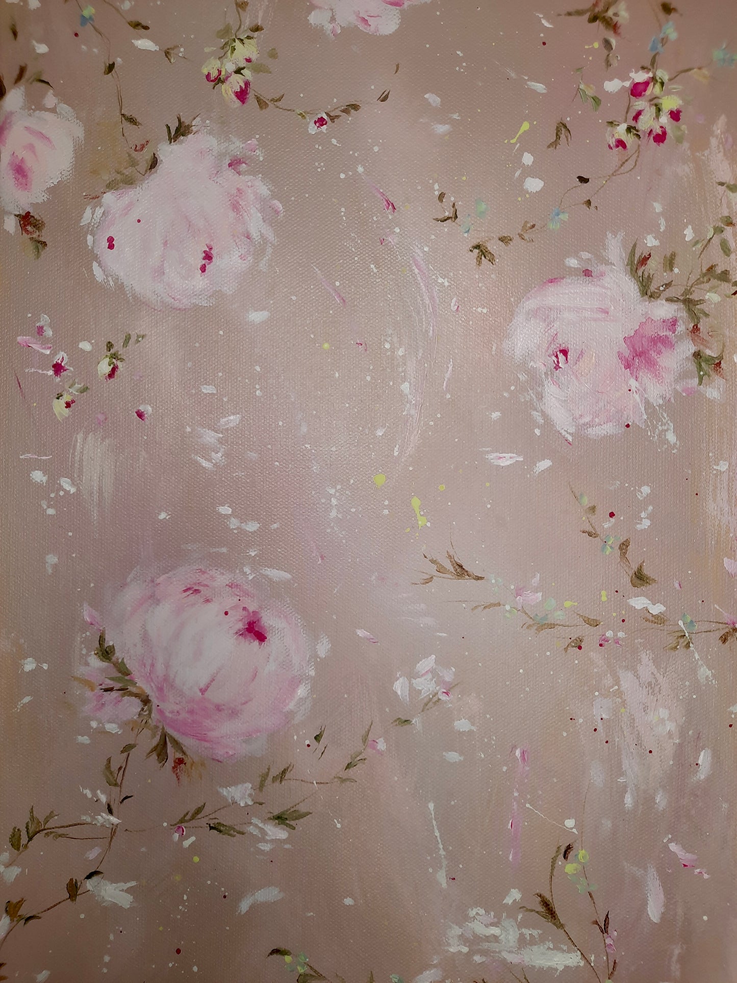 12” x 24” Acrylic on Canvas Floral Rose Painting