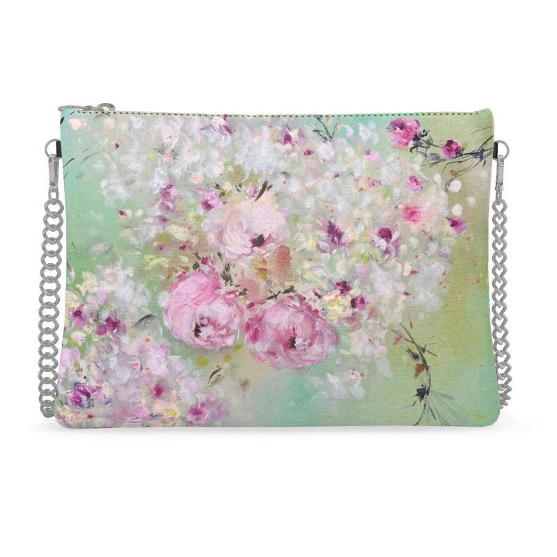 Pink Roses Leather Crossbody Bag