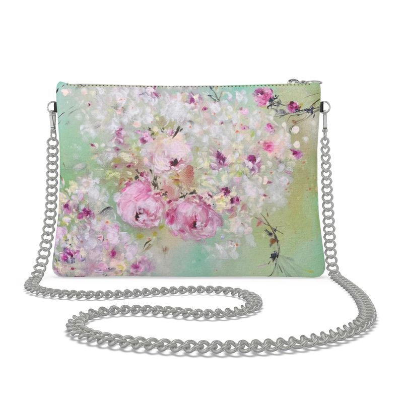 Pink Roses Leather Crossbody Bag
