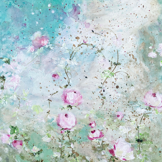 9”x 12” Acrylic on Wooden Board Rose Flower Painting