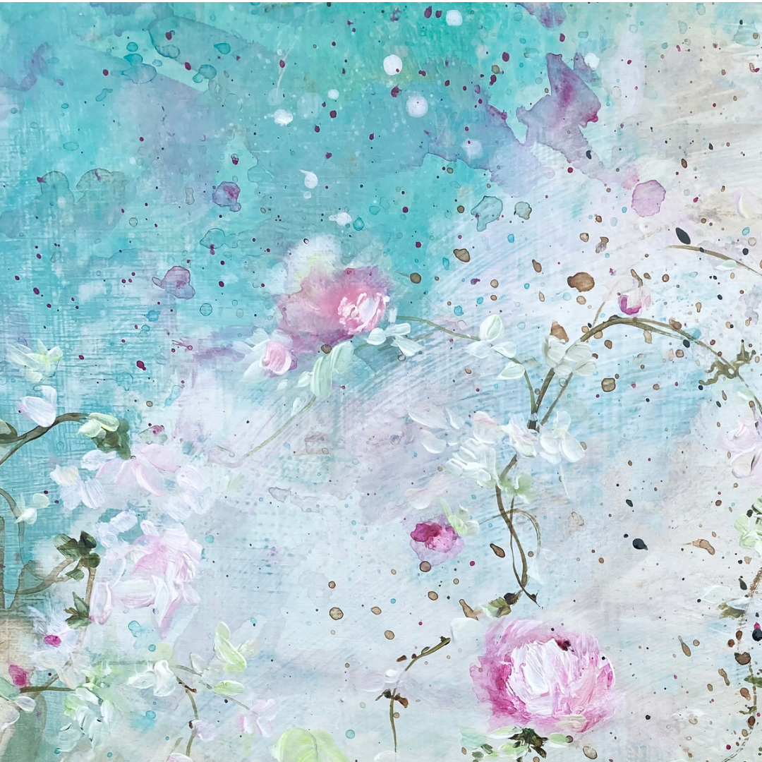 9”x 12” Acrylic on Wooden Board Rose Flower Painting