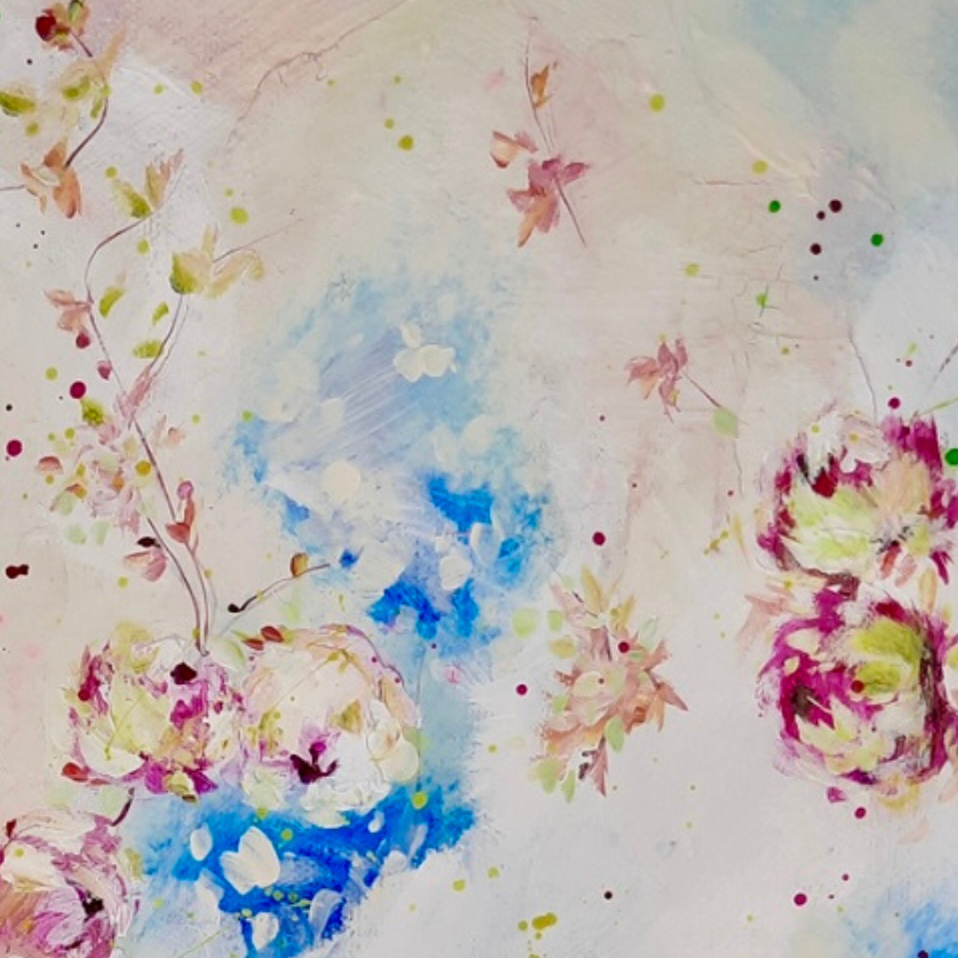 12” x 12” Carnival Roses and Blue Skies ~ Original Acrylic on Canvas