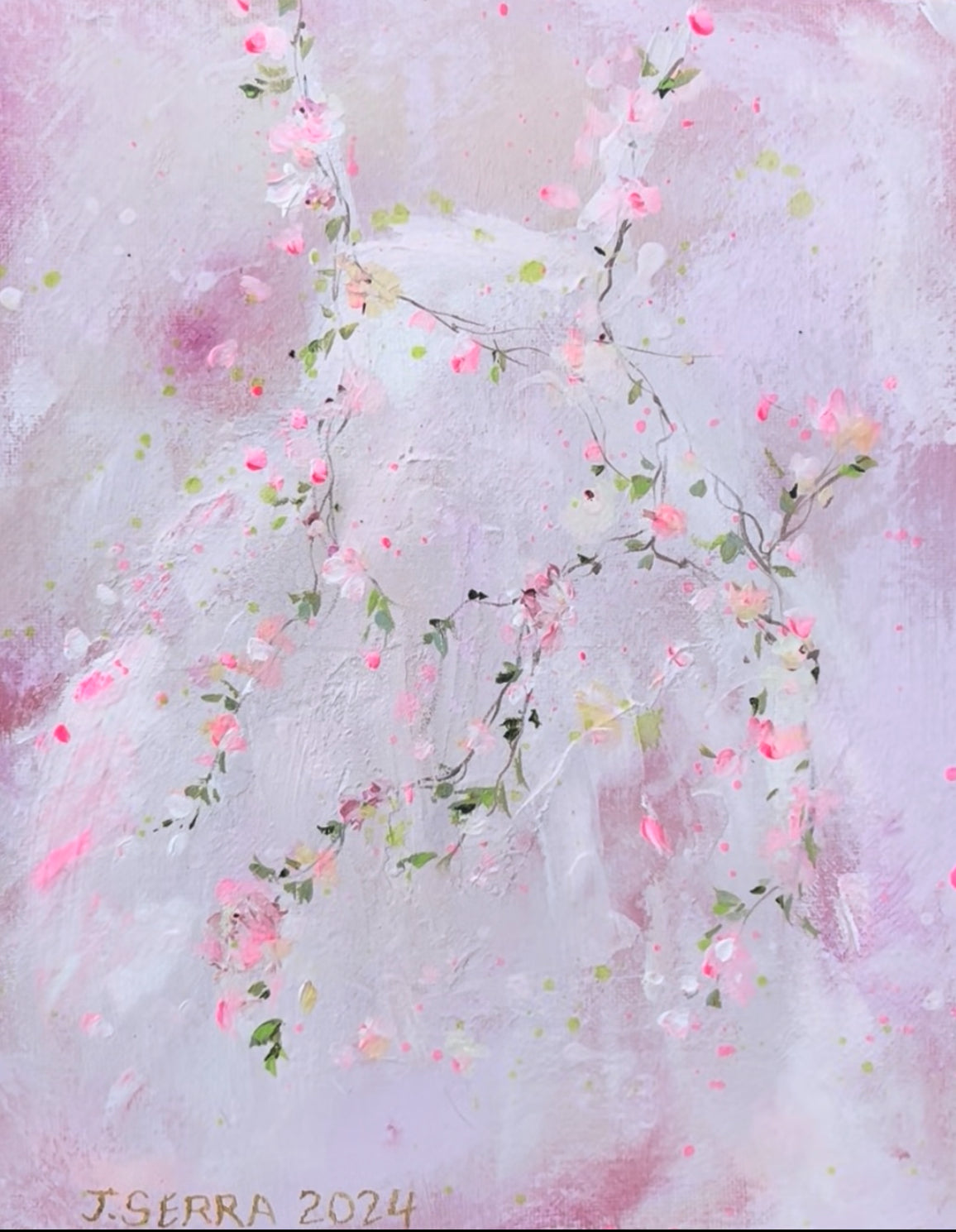 8” x 10” Pink Floral Tutu Painting on Canvas Board