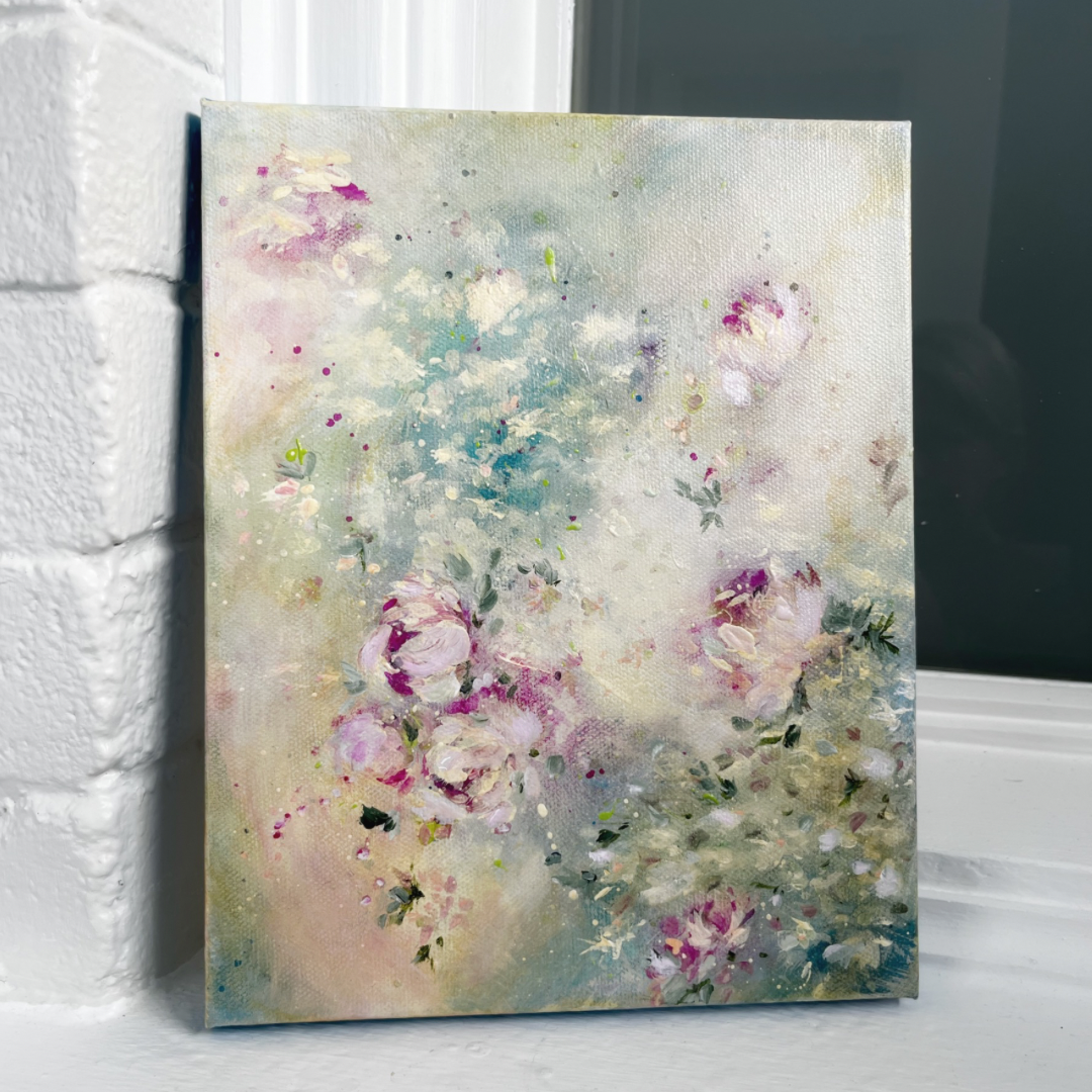 8” x 10” Original Shabby Chic style romantic decor acrylic painting on canvas