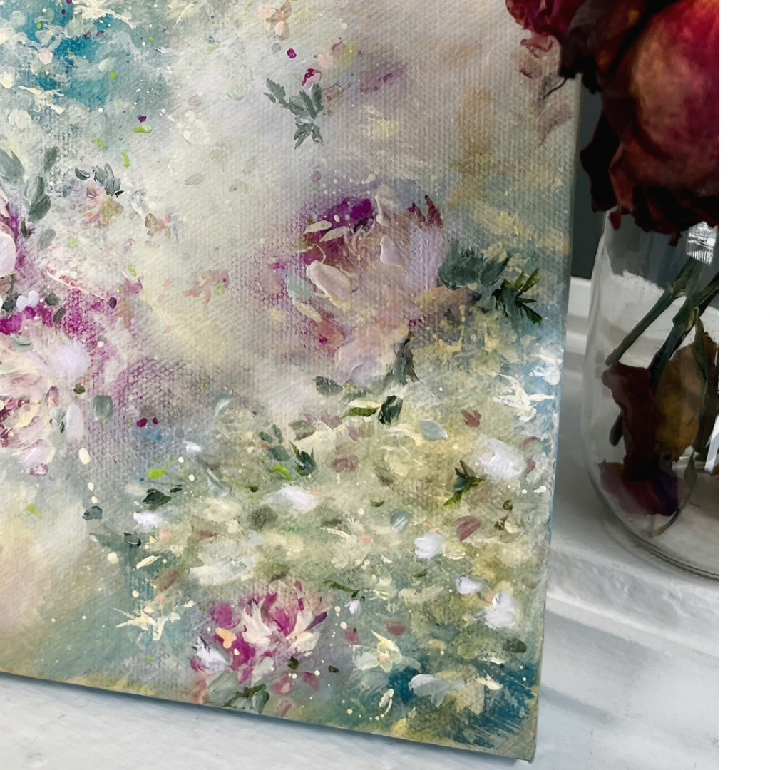 8” x 10” Original Shabby Chic style romantic decor acrylic painting on canvas