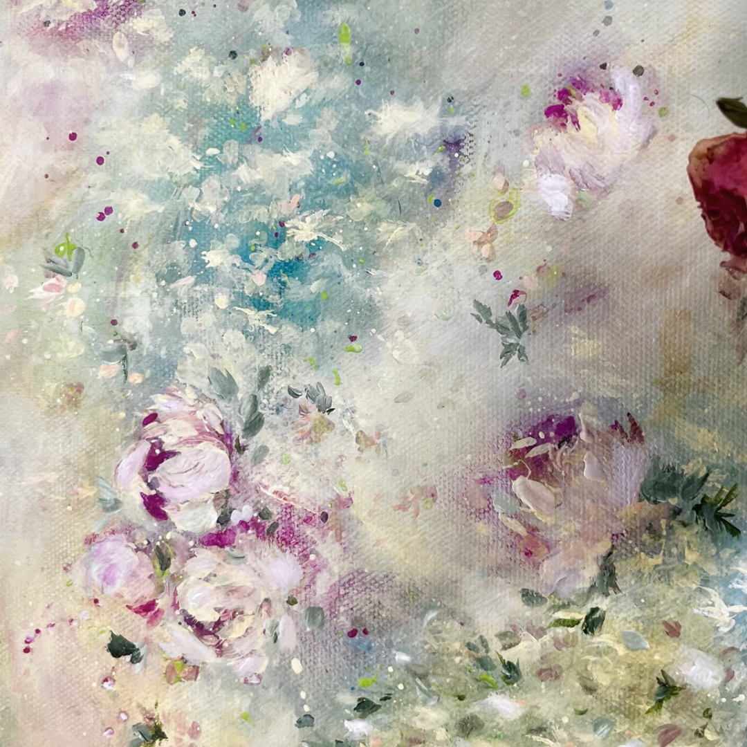 8” x 10” Original Shabby Chic style romantic decor acrylic painting on canvas