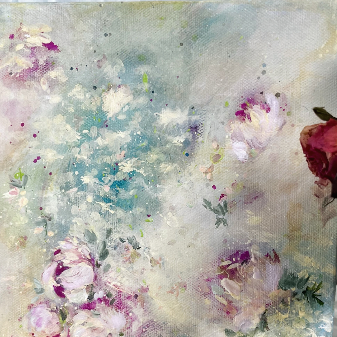 8” x 10” Original Shabby Chic style romantic decor acrylic painting on canvas