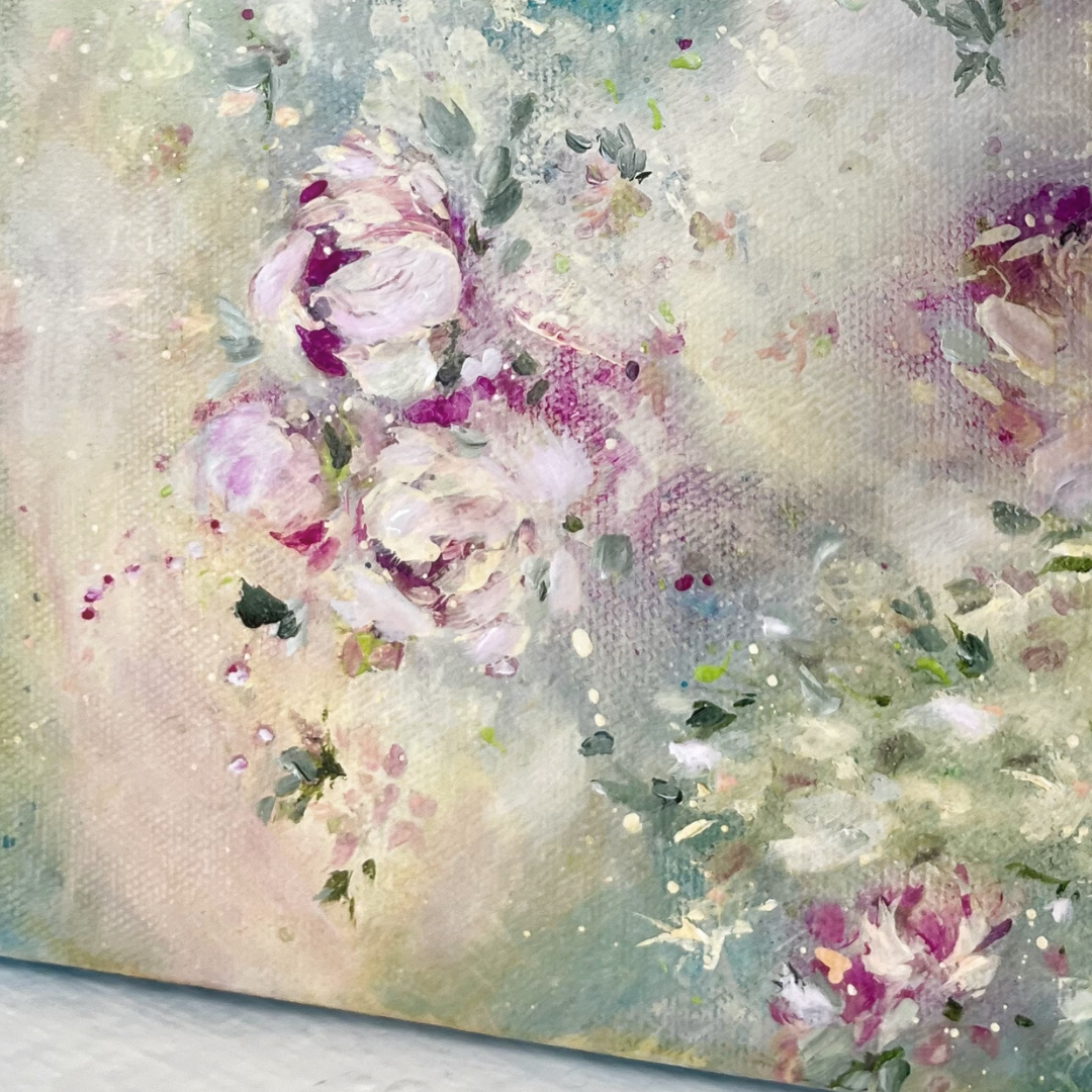 8” x 10” Original Shabby Chic style romantic decor acrylic painting on canvas