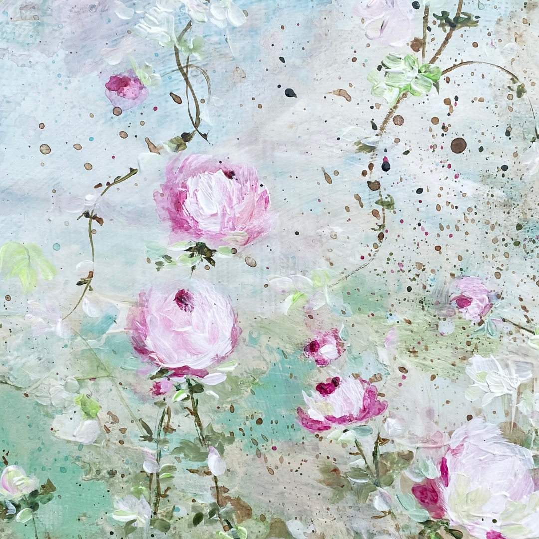 9”x 12” Acrylic on Wooden Board Rose Flower Painting